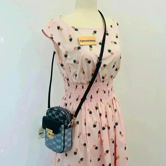 Michael Kors Sloan Editor Purse Small Phone Logo Jacquard Crossbody Navy Multi - Picture 10 of 10